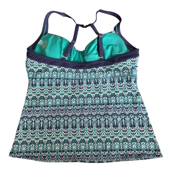 Title Nine Pepe Tankini Top Turquoise Blue Purple Green Print Size 36DD Medium - Picture 13 of 14